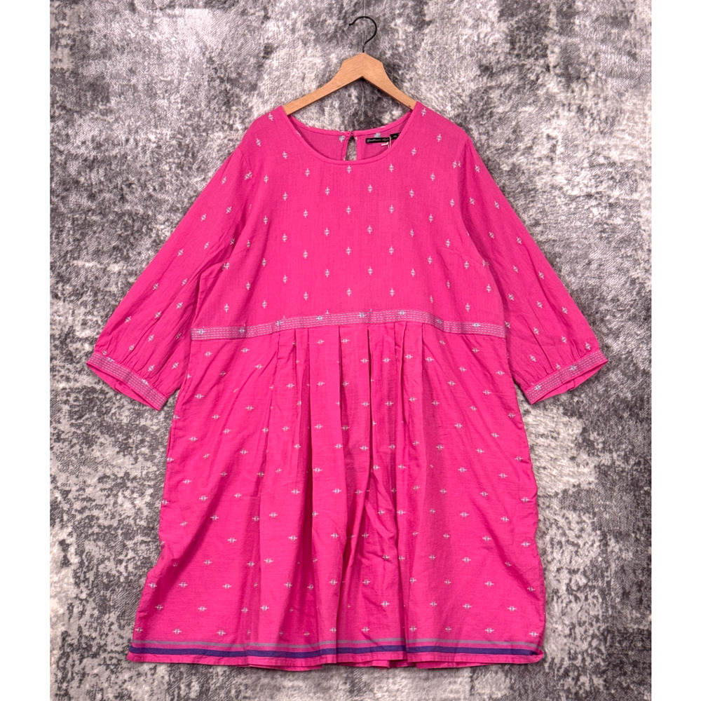 New Gudrun Sjoden Dress XXL Womens Pink Organic Cotton Embroidered